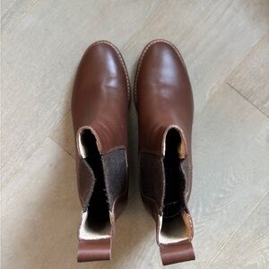 Eileen Fisher Cognac Leather Chelsea Booties